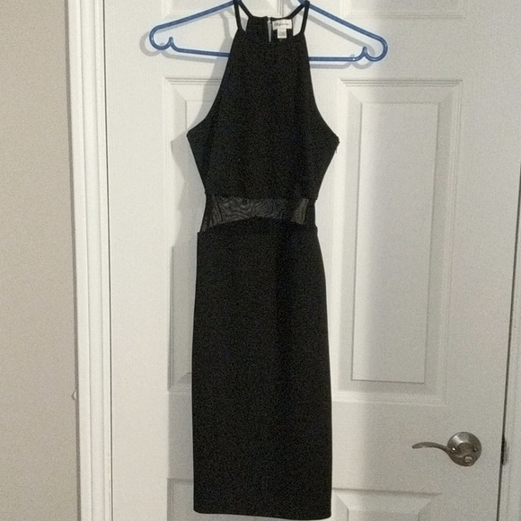 Black midi dress with sheer panelling - Picture 1 of 3